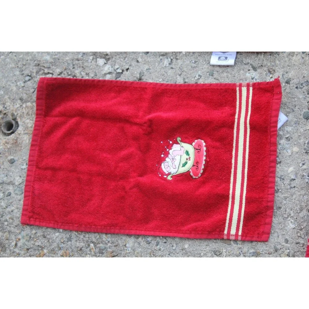 Set of 3 Ritz Hand Bathroom Towels Body Cotton Soft Embroidered Santa In Bathtub